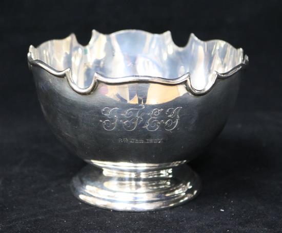 A small Edwardian silver rose bowl by Barker Brothers, Chester, 1906, 4.5in.
